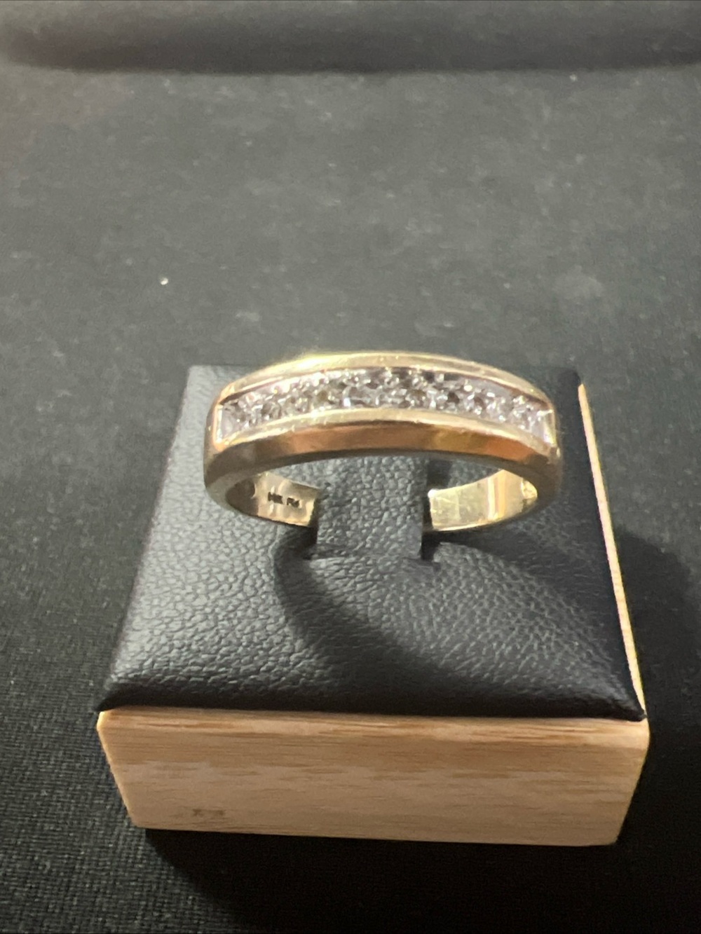 14k Yellow Gold Men's Channel Set Round Cut Diamond Wedding Band Ring Sz 9